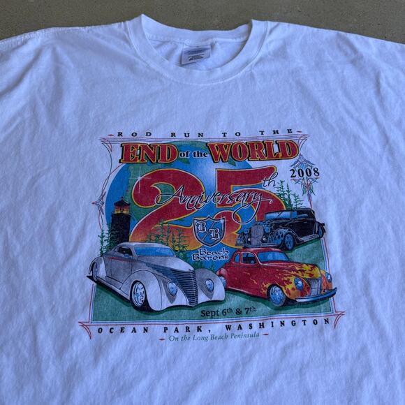 Vintage Washington Ocean Park Hot Rod 2008 Car Show ONP White Shirt Size 2XL - Picture 2 of 6